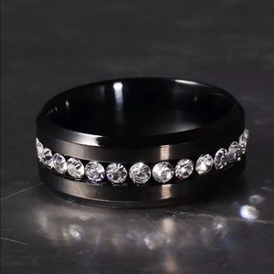 ✨Black✨Titanium & CZ Eternity Ring multiple sizes